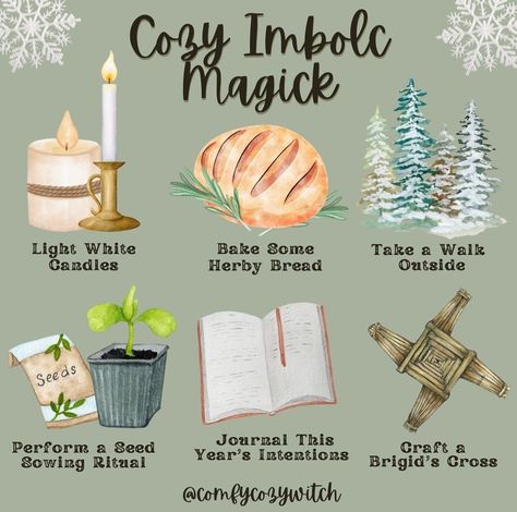 Comfy Cozy Witch, Ways To Celebrate Imbolc, Imbolc Correspondences, Imbolc Decor, Herby Bread, Imbolc Activities, Imbolc Decorations, Home Witchcraft, Imbolc Crafts