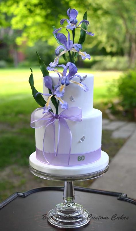 Iris Cake - Cake by Elisabeth Palatiello Iris Birthday Cake, Iris Wedding Cake, Iris Cake Decoration, Iris Cake, Iris Wedding, Lavender Wedding Cake, Learn Cake Decorating, Flower Cake Decorations, Floral Cakes