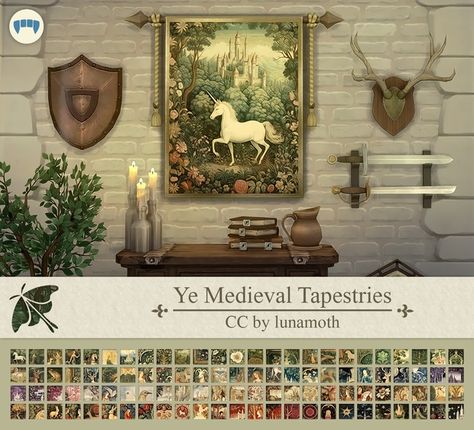 Sims 4 Cc Maxis Match Bar, Sims 4 Cc Astrology Decor, Sims4 Cc Tapestry, Sims 4 Hobby Mod, Ye Medieval Ts4, Sims 4 Cc Hanging Vines, Sims Medieval Furnishing Ideas, Hobbit Sims 4 Cc, Midevil Sims Cc