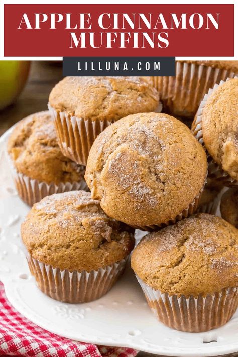 Apple cinnamon muffins are moist and tender with chunks of apples and a deliciously sweet cinnamon sugar topping! #applecinnamonmuffins #applemuffins #applecinnamon #muffins #healthymuffins Cinnamon Muffins Easy, Zucchini Bread Healthy, Olive Oil Bread, Apple Cinnamon Muffins, Cinnamon Muffins, Savory Herb, Apple Muffins, Healthy Muffins, Easy Delicious Recipes