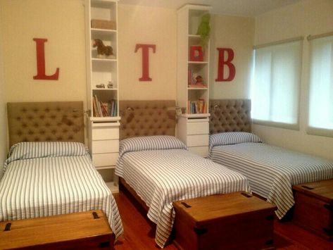 Small Bedroom Three Bed, 3beds In One Room, Boys Room 3 Beds, 3 Kid Bedroom Shared, Triplet Bedroom Ideas Shared Rooms, 3 People Room Ideas, Kids Bedroom For 3 Children, Bedroom Ideas For 3 Kids Sharing A Room, Triplet Boys Bedroom