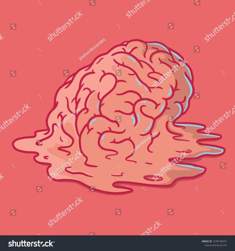 Melting Brain Drawing, Brain Melting Art, Melting Brain Tattoo, Brain Drawing Creative, Cartoon Brain Drawing, Tshirt Photoshoot, Brain Melting, Brain Painting, Vent Book