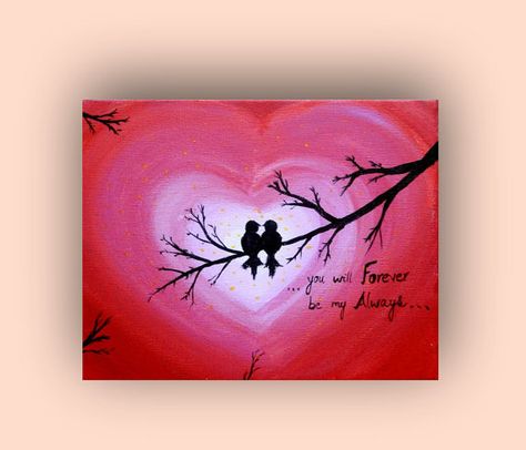 This is my original acrylic painting of Love birds Forever and Always. For more of Valentine art, kindly visit my shop www.etsy.com/shop/preethiart https://www.etsy.com/listing/243780857/christmas-sale-love-birds-acrylic Diy Christmas Canvas, Canvas Painting Quotes, Vogel Silhouette, Wedding Gift Art, Love Birds Painting, Bird Painting Acrylic, Christmas Canvas Art, Silhouette Canvas, Canvas Art Quotes