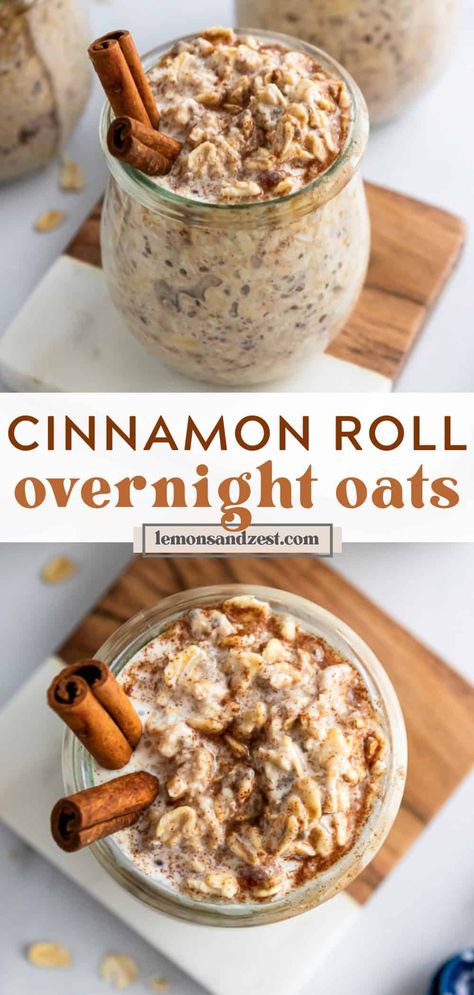 Cinnamon, rolled oats and brown sugar make these Cinnamon Roll Overnight Oats a delicious way to start your day. Only 5 minutes to prep, but the best part? This easy breakfast recipe is ready the next morning for you when you wake up! Add a drizzle of icing for even more cinnamon roll fun!