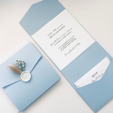 Dusky Blue Wedding Invitations, Blue Envelope Wedding Invitation, Invitations Wedding Blue, Light Blue And White Wedding Invitations, Wedding Invitation Ideas Unique Simple, Dusty Blue Wedding Invites, Wedding Invites Blue, White And Blue Wedding Invitations, Wedding Invitations Blue And White