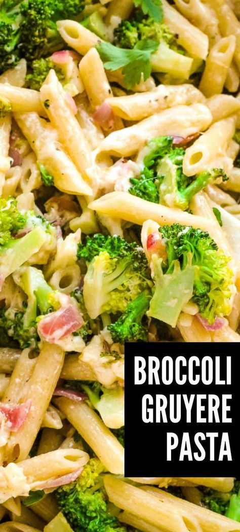 This tasty broccoli pasta benefits from handfuls of melty gruyere cheese! You will love the simplicity of this recipe and how it makes a delicious meal from very few ingredients. Gruyere Pasta Recipes, Mac N Cheese With Gruyere, Gruyere Pasta, Mac And Cheese Recipe Gruyere, Recipes With Gruyere Cheese, Pasta With Gruyere Cheese, Macaroni And Cheese With Gruyere, Vegan Gruyere Cheese, 30 Minute Meals Easy