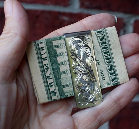 Hand engraving on the money clip. www.etsy.com/shop/SvitlanaMcCurleyArt Urban Edc, Hand Engraving, The Money, Money Clip, Men's Fashion, Rings For Men, Money, Wallet, Quick Saves