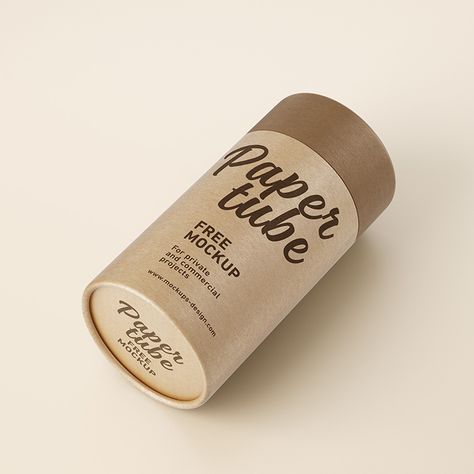 Free paper tube mockup Spices Packaging, Free Packaging Mockup, Box Mockup, Mockups Design, Jar Labels, Design Packaging, Creative Packaging, Packaging Mockup, Mockup Free Psd