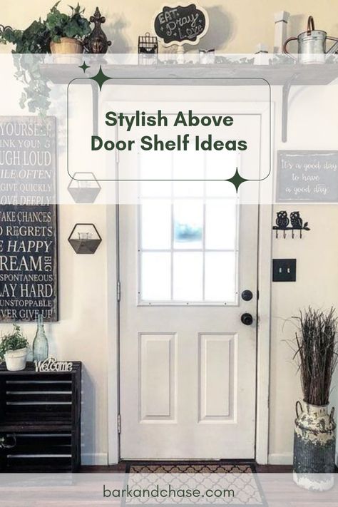 Transform your above door shelf into a statement-making decor piece with these simple tips and tricks! Learning how to style this often-overlooked space adds charm to your home. From incorporating trendy plants to selecting the perfect quotes, explore sleek ideas that fit any color scheme and help showcase your personality. Discover which items work best to create balance and visual interest above doorways while showing your unique taste. Let your creativity flow and make your above door shelf an effortless highlight throughout your home. Over The Door Shelf Ideas, Above Door Decor Entry Ways, Above Door Decor Ideas, Over The Door Decor Ideas, Door Shelf Ideas, Behind The Door Decor, Decor Above Door, Above Door Shelf, Above The Door Decor