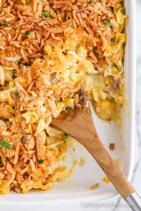 This Ultimate Chicken Casserole Recipe is the best comfort food. Loaded with egg noodles and chicken this casserole is the perfect meal. You can add in different ingredients and they come together to make a delicious casserole. Even if you are not a fan of casseroles, you must try this Ultimate Chicken Casserole. #eatingonadime #ultimatechickencasserole #chickencasserole Egg Noodles And Chicken, Chicken Egg Noodle Casserole, Ultimate Chicken Casserole, Noodles And Chicken, Chicken And Egg Noodles, Chicken Noodle Casserole Recipe, Casseroles Recipes, Quick Bread Recipes Easy, Eating On A Dime