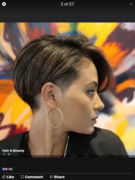 Pixie With Side Part, Short Asymmetrical Haircut Round Faces, Short Hairstyle Women Dark Hair, Undercut Pixie Haircut For Thick Hair, Subtle Undercut Women, Shoulder Length Hair With Undercut, Dark Hair Pixie, Undercut Short Bob, Bobcut Hairstyles Short