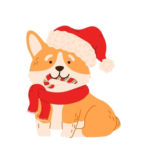 Christmas dog corgi dressed in christmas... | Premium Vector #Freepik #vector #dog-illustration #dog-character #dog #christmas-dog Dog Christmas Illustration, Christmas Dog Cartoon, Christmas Dog Illustration, Dog Character, Dog Corgi, Corgi Dogs, Illustration Dog, Vector Christmas, Christmas Costume