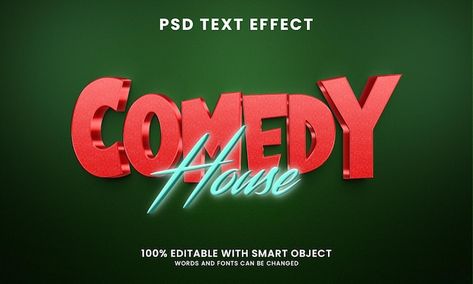 Comedy house 3d style text effect templa... | Premium Psd #Freepik #psd #funny-text #comic-logo #fun-logo #comic-text-effect Comedy Channel Logo, Comedy Logo Design Fun, Youtube Banner Comedy Backgrounds, Comedy Banner, Comedy Logo Design, Comedy Logo, Comedy Photo, Banner Template Photoshop, Round Logo Design