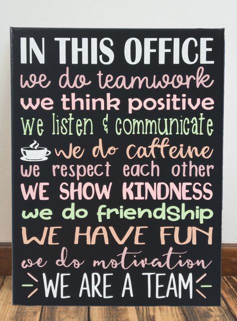 In This Office We Do Teamwork Motivational Quotes Painted Canvas Inspirational Quotes For Employees, Teamwork Quotes For Work, Inspirational Teamwork Quotes, Team Motivational Quotes, Motivational Quotes For Employees, Workplace Quotes, Team Motivation, Team Quotes, Positive Quotes For Work