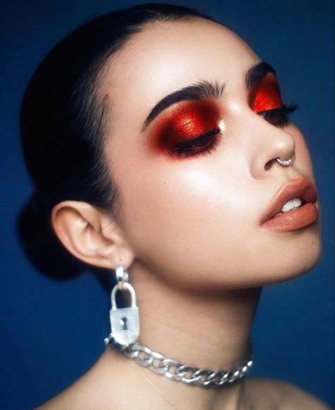 Artistic Portrait Photography, Fashion Editorial Makeup, High Fashion Makeup, Graphic Makeup, Rainbow Makeup, Fiery Red, Editorial Makeup, Makeup Goals, Colorful Makeup