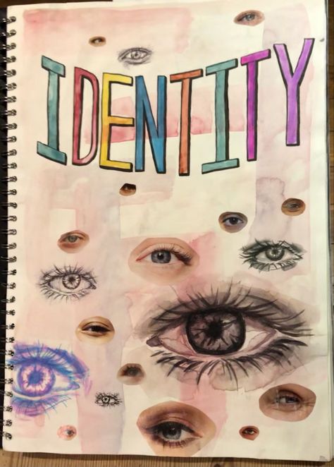 Identity Sketchbook, Identity Title Page Gcse, Identity Title Page, Gcse Art Identity, Textiles Title Page, Gcse Title Page, Identity Mind Map Art Gcse, Title Page Ideas Art Gcse, Art Title Page Ideas