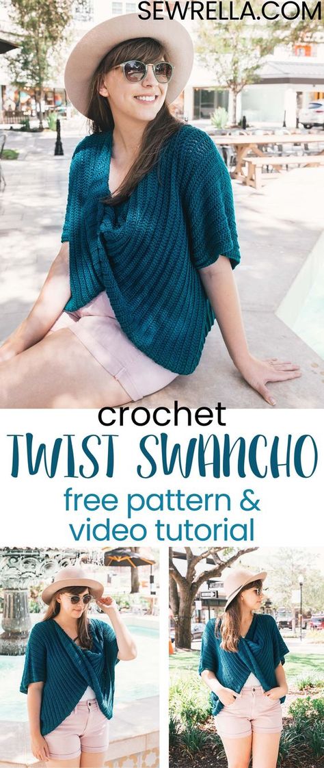 Swancho Pattern Free Crochet, Crocheting Inspiration, Sweaters Crochet, Crocheted Tops, Crochet Apparel, Fall Crochet Patterns, Fall Crochet, Crocheting Patterns, Crochet Twist