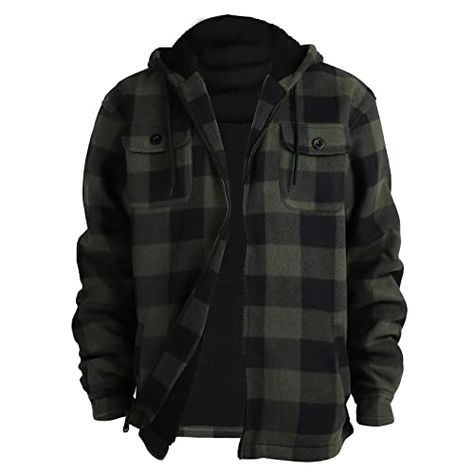 Flannel Jacket Men, Warm Winter Coats, Sherpa Lined Jacket, Fleece Plaid, Sweatshirt Zipper, Flannel Jacket, Front Hand, Colors Brown, Mens Plaid