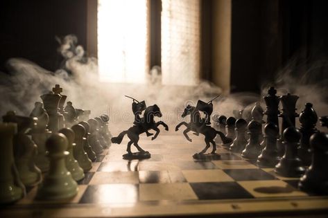 Medieval battle scene with cavalry and infantry on chessboard. Chess board game concept of business ideas and competition and stock photography Chess Board Photography, Chess Board Perspective, Creative Chess Photography, Chess Still Life Photography, Chess Piece Photography, Battle Chess, Medieval Battle, Chess Board Game, Battle Scene