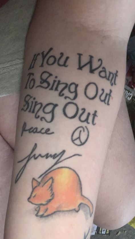 Cat Stevens tattoo Cat Stevens Tattoo, Sing Out, Cat Stevens, Cool Tattoos, Tattoo Quotes, Tatting, Tattoos, Quick Saves