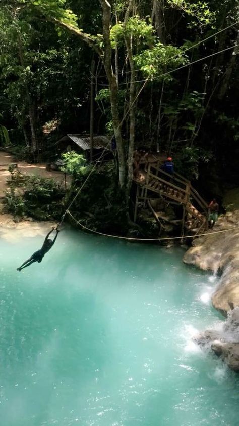 The Blue Hole, Jamaica #waterfall #springbreak #Jamaica #fun #water #ocean #tropical #vacation #friends Places To Go In Jamaica, Jamaica Vacation Aesthetic, Jamaica Activities, Jamaica Waterfalls, Blue Hole Jamaica, Jamaica Water, Jamaica Aesthetic, Jamaica Party, Jamaica Pictures