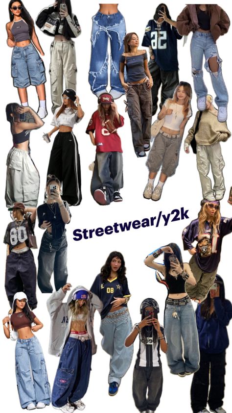 Outfit inspo #streetwear #y2k #outfitinspo #outfits #pants #tops #clothing #falloutfitinspo #fall #fashion Y2k Fashion Street Styles, Outfit Inspo Streetwear, Street Style Outfits Casual, Bios Para Instagram, Streetwear Girl, Outfit Inspo Casual, Streetwear Fashion Women, Mein Style, Streetwear Y2k