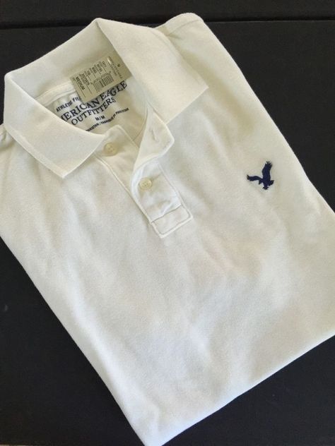 American Eagle AE Mens Athletic Fit Polo Shirt White Navy Shirt M NWT #AmericanEagle #Polo American Eagle Shirts, Polo Shirt White, American Eagle Men, Navy Shirt, Athletic Fits, Men's Style, Men's Casual, Shirt White, Men Short Sleeve