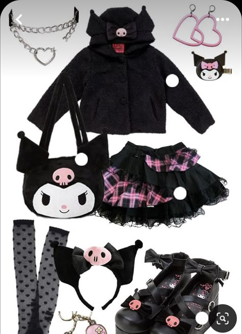 Kuromi Aesthetic Outfit, Kuromi Outfit, Kuromi Clothes, Sanrio Outfits, Sanrio Clothes, Kawaii Outfit Ideas, Kitty Clothes, Hello Kitty Clothes, Cute Dress Outfits