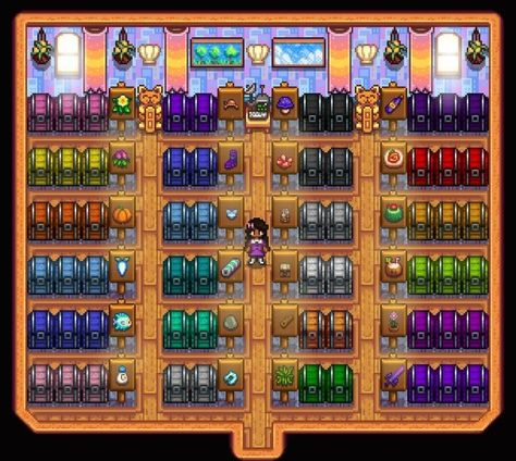 Grandpas Shed Stardew, Stardew Valley Indoor Design, Stardew Valley Chest Shed, Stardew Valley Farm Layout 2 Players, Stardew Valley Farm Design Ideas, Immersive Farm 2 Stardew Valley, Stardew Valley Farm Layout Four Corners Aesthetic, Stardew Valley House Interior Design No Mods, Stardew Valley Astethic