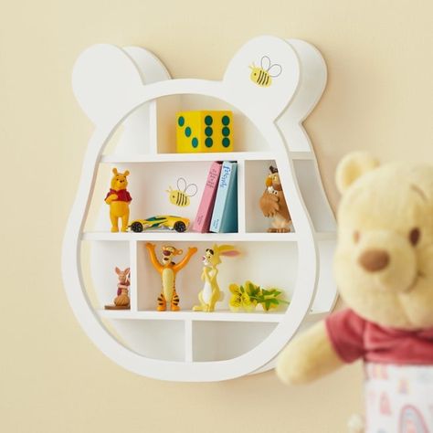 For Storage: Winnie the Pooh Figural Shelving Unit Winnie The Pooh Bookshelf, Nursery Room Inspiration Winnie The Pooh, Pooh Bear Bedroom, Baby Nursery Ideas Winnie The Pooh, Winnie The Pooh Toddler Room, Pink Winnie The Pooh Nursery, Winnie The Pooh Bedroom Ideas, Simple Winnie The Pooh Nursery, Winnie The Pooh Room Decor