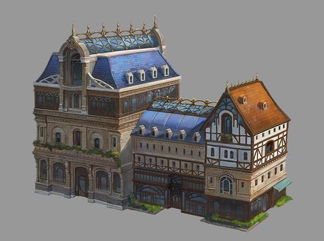 ArtStation - village, Ji Young Joo Fictional Architecture, Game Of Thrones Castles, Perspective Practice, Medieval Towns, Interior Concept Art, Fantasy Architecture, Town Building, Banks Building, Building Concept