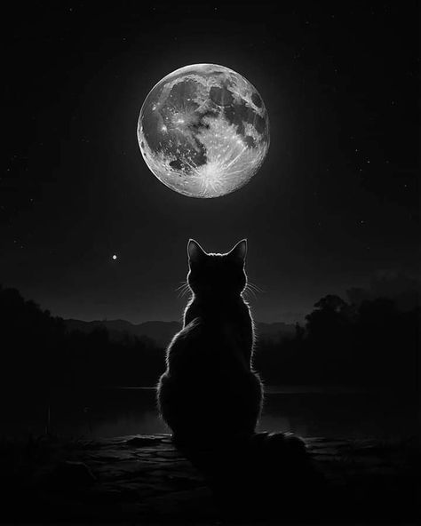 Asthetic Wallper Black Moon, Dark Cat Wallpaper, Dark Cat Aesthetic, Black And White Cat Wallpaper, Cat And Moon Wallpaper, Dark Cat Aesthetic Wallpaper, Black Cat Background Wallpapers, Black Cat Moon Wallpaper, Black Cat Moon Art