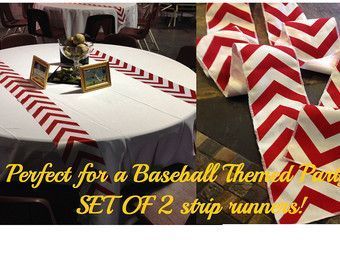 Baseball Party Themed Red Chevron Modern Wedding Table Runner - set of 2 4" wide by your choice of length Chevron - Wedding or Party runners Baseball Party Centerpieces, Baseball Banquet Ideas, Baseball Party Decor, Baseball Centerpiece, Baseball Table, Baseball Banquet, Baseball Party Decorations, Baseball Party Ideas, Modern Wedding Table