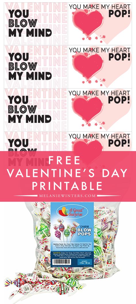 Free Valentine's Printable — MELANIEWINTERS Blowpop Valentine Ideas, Blow Pop Valentines Printable Free, Blow Pop Valentines Printable, Blow Pop Valentines, Preschool Treats, Kids Valentines Day Gifts, Joy School, Holiday Classroom Activities, Classroom Snacks