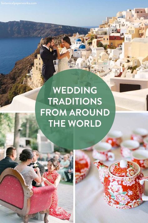 Learn about wedding traditions around the world, from the UK to Europe and Asia. After reading these ideas, you may be inspired to bring an old tradition from your heritage to your wedding day. Different Wedding Cultures, Wedding Traditions Around The World, Unique Wedding Traditions, Wedding Ideas Traditional, Multicultural Wedding Ideas, German Wedding Traditions, Around The World Games, Traditional Wedding Gifts, Bridal Traditions