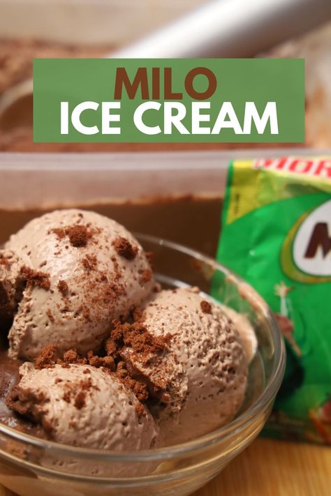 Milo Ice Cream ( 3 Ingredient Recipe ) - Homemade Ice Cream Recipe. This Ice Cream Recipe is made of 3 Ingredients: Milo Powder, Condensed Milk and All purpose cream.  Ingredients: 6 Pieces/ Sachet         Milo Powder 250 ml                           Condensed Milk 500 ml                           All Purpose Cream  2 Sachet Milo Powder For Toppings (optional)  Check Our Website here: https://www.friendcheapmenu.com/   #miloicecream #Homemadeicecreamrecipe Icecreamrecipe Milo Ice Cream, Milo Ice, Cream Images, Homemade Ice Cream Recipe, 3 Ingredient Recipe, Ice Cream Images, 3 Ingredient Recipes, Homemade Ice Cream Recipes, Easy To Make Desserts