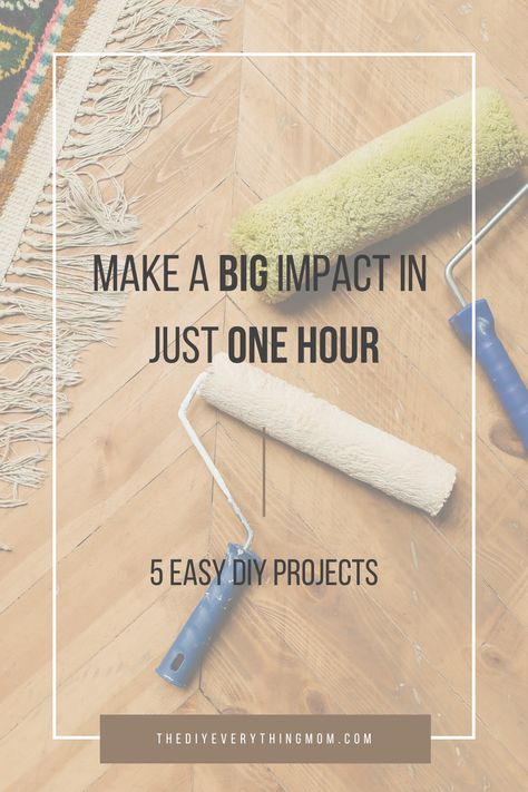 Today we're going to focus on five easy DIY projects with big impact you can complete in just one hour! If you're anything like me, you love a good home improvement project. But sometimes the thought of taking on a big project can be daunting. These projects are budget-friendly and will transform your home without requiring too much effort. A win-win if you ask me! Let's get started! Beginner Home Diy Projects, Quick Home Projects, Easy Cheap Home Improvements Diy, Easy Cheap Home Improvements, Beginner Diy Home Projects, Easy Home Projects, Easy Home Improvements, Cheap Diy Home Improvements, Small Home Improvements