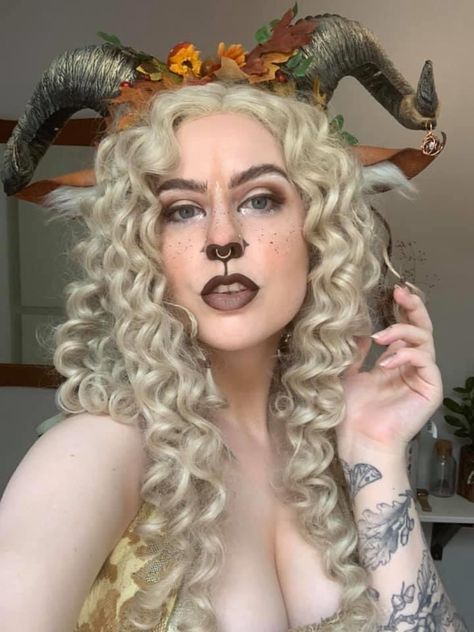 Satyr Makeup, Medieval Fantasy Costume, Faun Makeup, Fawn Makeup, Fantasy Costume Ideas, Satyr Costume, Rp Characters, Fantasy Costumes, Medieval Fantasy