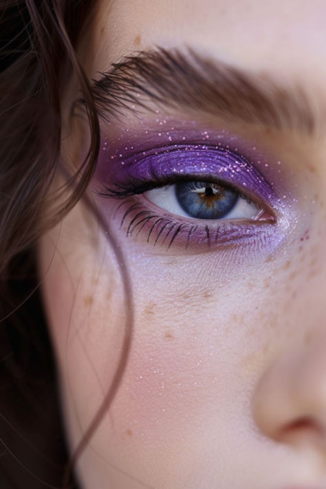 Inner Corner Pop Eyeshadow Ideas For Long Hair Colorful Fall Makeup, Fairy Inspired Makeup Eyes, Wild Makeup, Artistry Makeup Looks, Spring Eyeshadow Looks, Sparkly Makeup Looks, Pretty Eyeshadow Looks, Lover Makeup, Aura Eyeshadow Look