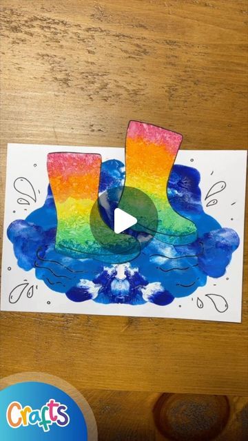 Rainy Day Art For Toddlers, Rainy Day Activity For Kids, Rainy Day Crafts For Toddlers, Rainy Day Crafts For Preschoolers, Weather Crafts For Toddlers, Rainy Day Crafts For Kids, Jumping In Puddles, Weather Activities For Kids, Symmetry Painting