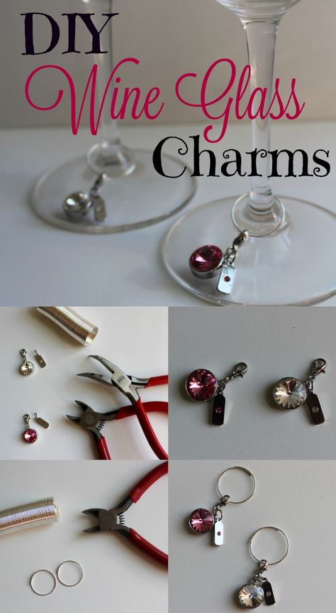 Wine Glass Name Tags Diy, Diy Wine Glass Charms, Wine Glass Charms Diy, Wine Charms Diy, Wine Toppers, Bead Gifts, Diy Marker, Glass Markers, Make Your Own Wine