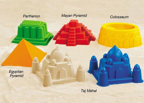 Why settle for poorly built sand castles when you can construct monuments with the world landmark sand molds. No other kid on the beach will be able to compete... Mayans For Kids, Lakeshore Learning, Sand Castles, Egyptian Pyramids, Sand Toys, Sand Sculptures, Beach Toys, Cognitive Development, Beach Kids