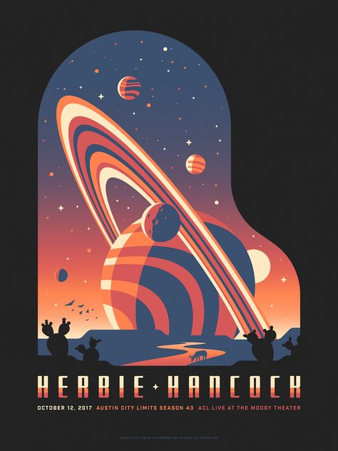 Space gig poster Space Travel Posters, Herbie Hancock, 동화 삽화, Gig Poster, Austin City Limits, Space Illustration, Space Poster, Concert Poster, A4 Poster