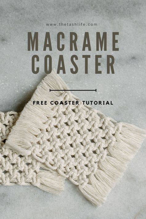 DIY Macrame Square Coasters – The Tash Life Macrame Square, Crochet Blanket Stitch Pattern, Macrame Coasters, Macrame Wedding, Knots Diy, Macrame Hanger, Square Coasters, Diy Coasters, Macrame Knot