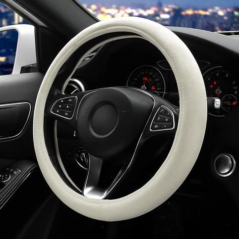 Amazon.com: OTOSTAR Soft Velvet Steering Wheel Cover, Universal Luxury Steering Wheel Protector Car Interior Accessories 15 inch (Creamy White) : Automotive Amazon Car Must Haves, Car Must Haves, Range Rover White, Car Wheel Cover, New Car Accessories, Wheel Decor, Car Essentials, Trash Can For Car, Cute Car Accessories