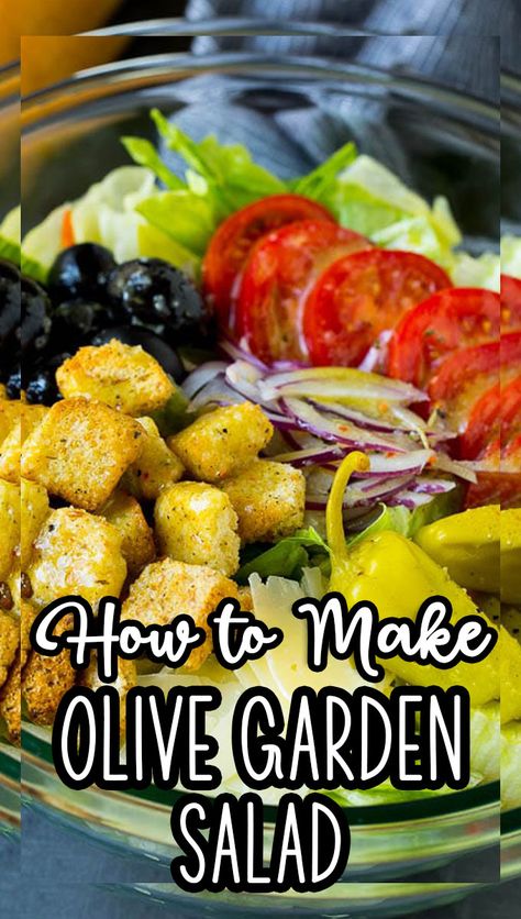 Olive Garden Salad Recipe, Creamy Italian Dressing, Garden Salad Recipe, Panzanella Salad Recipe, Chef Salad Recipes, Olive Garden Salad, Olive Garden Recipes, Super Salads, Chef Salad