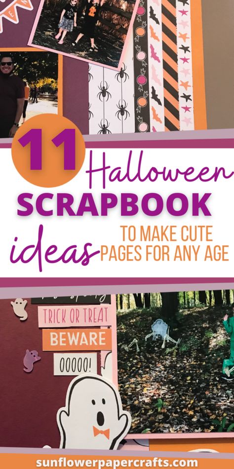 Ctmh Halloween Layouts, Halloween Layouts Scrapbooking, Scrapbook Halloween Ideas, Halloween Scrapbook Ideas, Halloween Scrapbook Pages, Scrapbook Ideas Simple, Sunflower Paper Craft, Halloween Scrapbook Layouts, Fall Borders