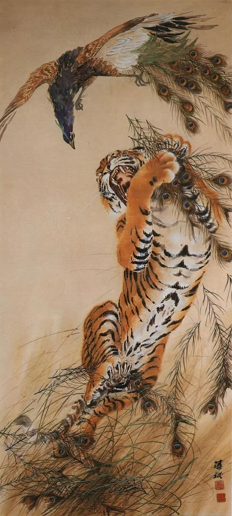 Japanese Tattoo Tiger, Tiger Reference, Tattoo 101, Zao Dao, Japanese Tiger Tattoo, Asian Tigers, Animal Painter, Tattoo Tiger, Hong Kong Art