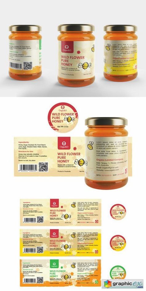 Honey Packaging Design, Honey Label Design, Honey Jar Labels, Soap Packaging Design, Food Logo Design Inspiration, Honey Label, Branding Kits, Honey Bottles, Honey Packaging