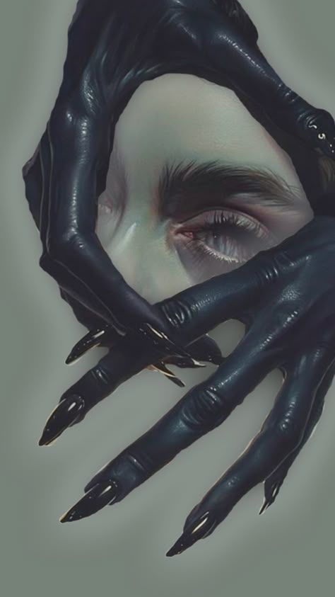 Black Fingertips, Evil Hands, Black Fingers, Image Prompts, Metal Painting, Tattooed Girls, Creepy Art, Arte Fantasy, Scary Art